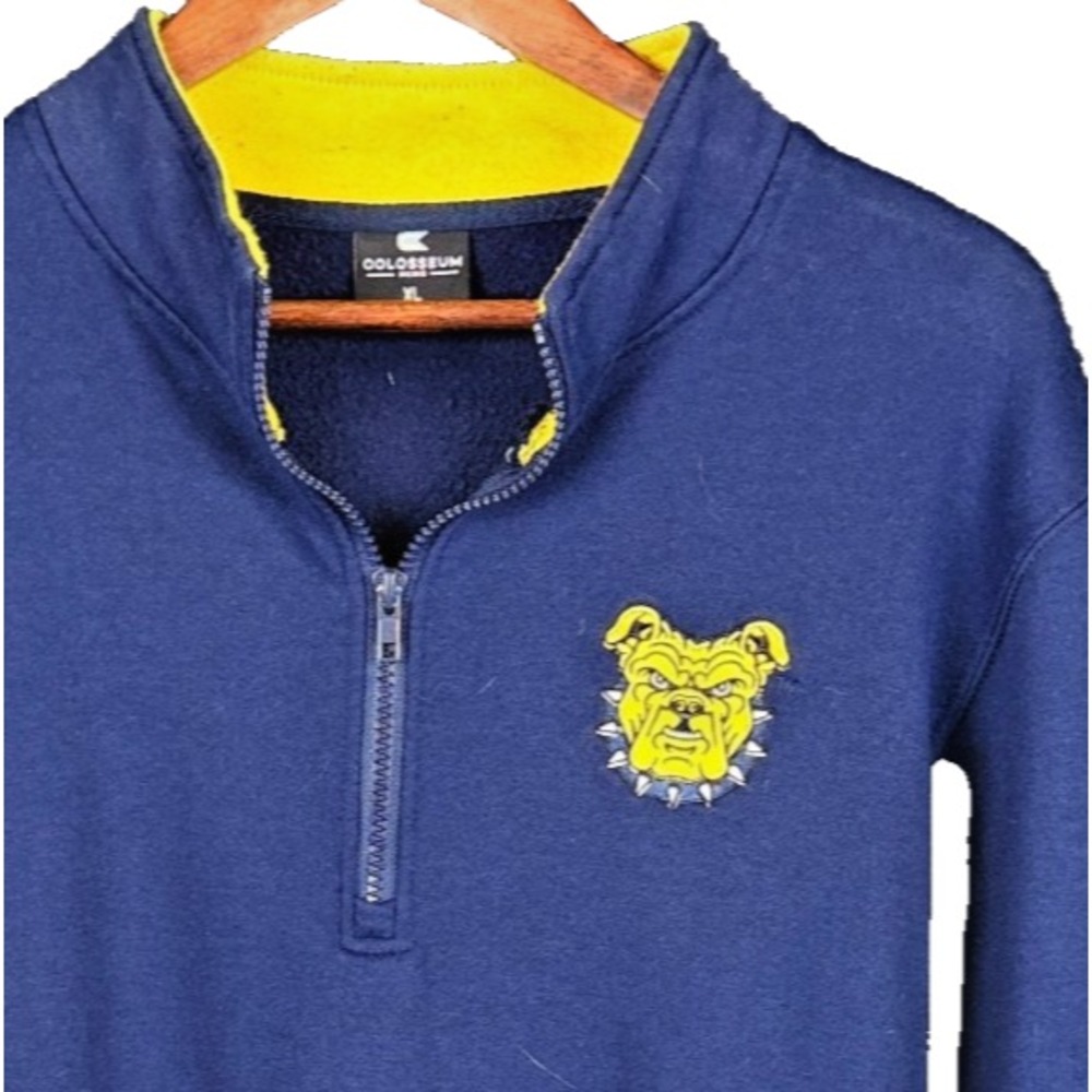 Colosseum Bulldogs Quarter Zip Sweatshirt Pullover Navy Blue Yellow Mens XL